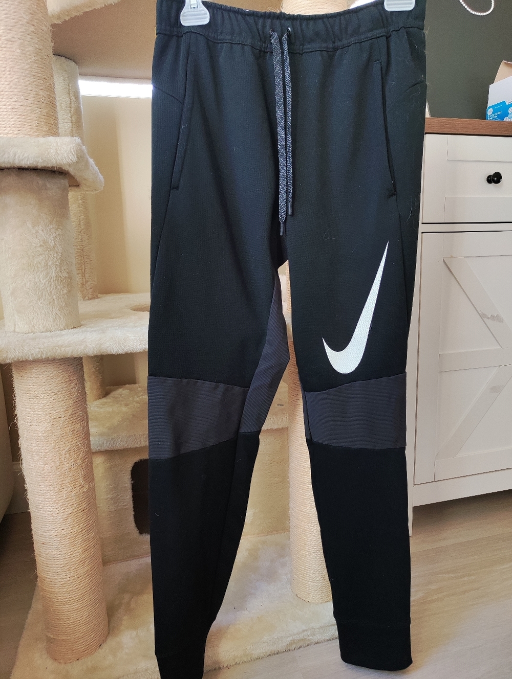 Nike DRI-FIT Black Joggers with White Swoosh